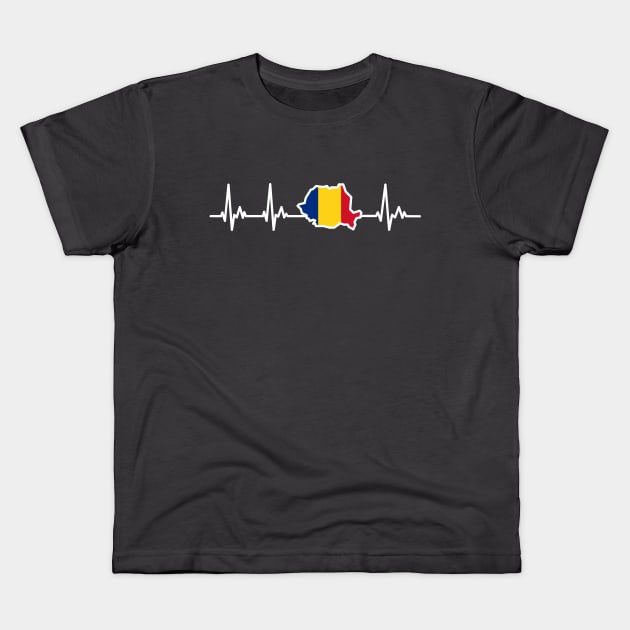 Romanian Flag My Heart Beats for Romania Kids T-Shirt by samshirts